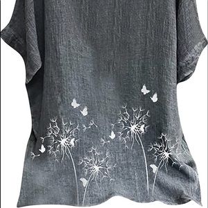 New blouse xxl never worn gray with white flowers